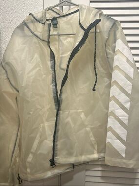 Wild fable Clear Hooded Plastic Rain Jacket with Reflective Chevron Sleeve